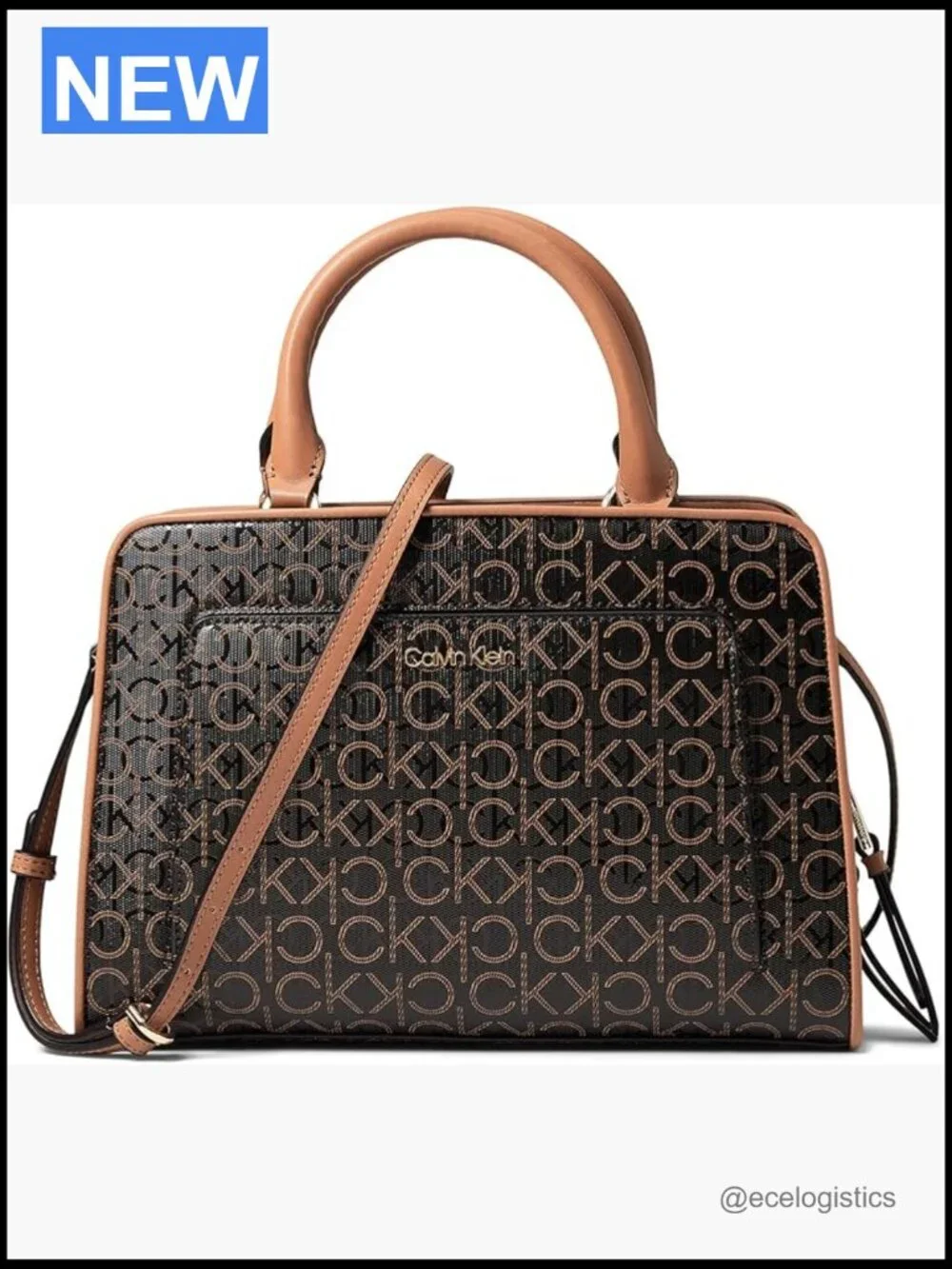 Textured Logo Emboss Satchel with Magnetic Snap Closure